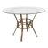 Front. Alamont Home - Carlisle 45'' Round Glass Dining Table with Crescent Style Metal Frame - Clear Top/Matte Gold Frame.