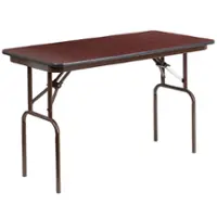 Alamont Home - 4-Foot High Pressure Laminate Folding Banquet Table - Mahogany - Front_Zoom