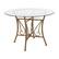 Front. Alamont Home - Princeton 42'' Round Glass Dining Table with Curl Accent Matte Metal Frame - Clear Top/Matte Gold Frame.