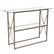 Front. Alamont Home - Mar Vista Collection Glass Console Table with Criss Cross Matte Frame - Clear/Matte Gold.