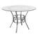 Front. Alamont Home - Carlisle 45'' Round Glass Dining Table with Crescent Style Metal Frame - Clear Top/Silver Frame.