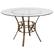 Front. Alamont Home - Carlisle 48'' Round Glass Dining Table with Crescent Style Metal Frame - Clear Top/Matte Gold Frame.