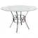 Front. Alamont Home - Carlisle 48'' Round Glass Dining Table with Crescent Style Metal Frame - Clear Top/Silver Frame.