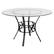 Front. Alamont Home - Carlisle 48'' Round Glass Dining Table with Crescent Style Metal Frame - Clear Top/Black Frame.