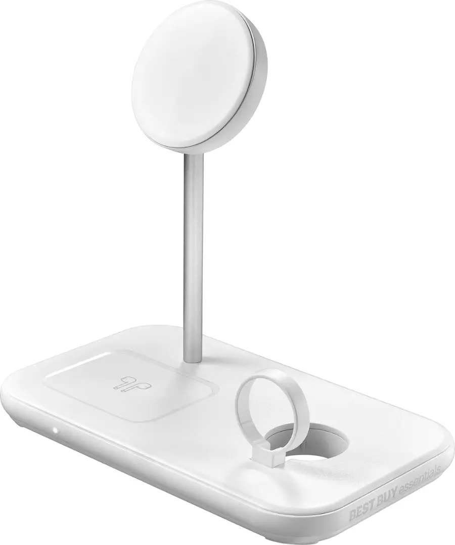 Alt View 18. Best Buy essentials™ - 3-in-1 7.5W Magnetic Wireless Charger with Apple Watch Charger Holder for iPhone + Apple Watch + AirPods - White.