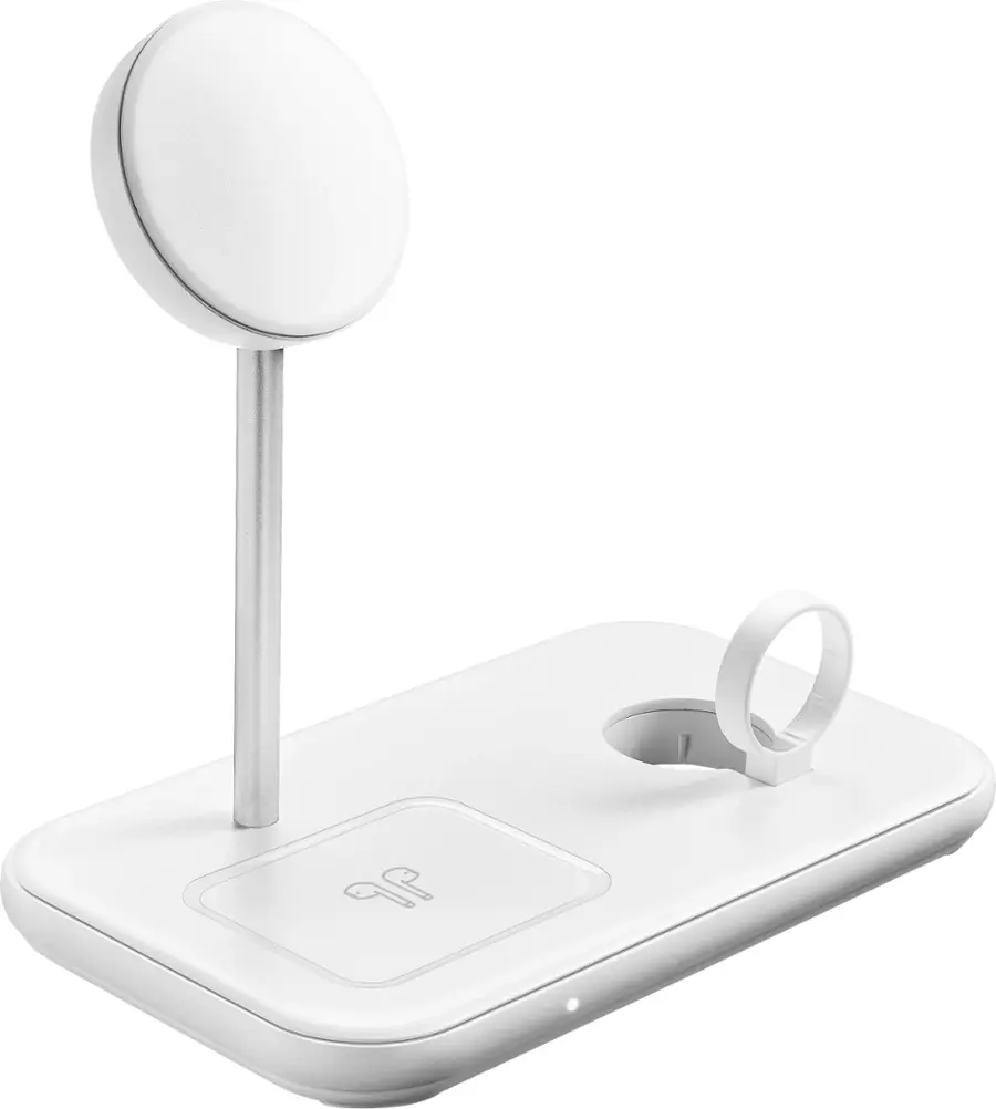 Alt View 19. Best Buy essentials™ - 3-in-1 7.5W Magnetic Wireless Charger with Apple Watch Charger Holder for iPhone + Apple Watch + AirPods - White.