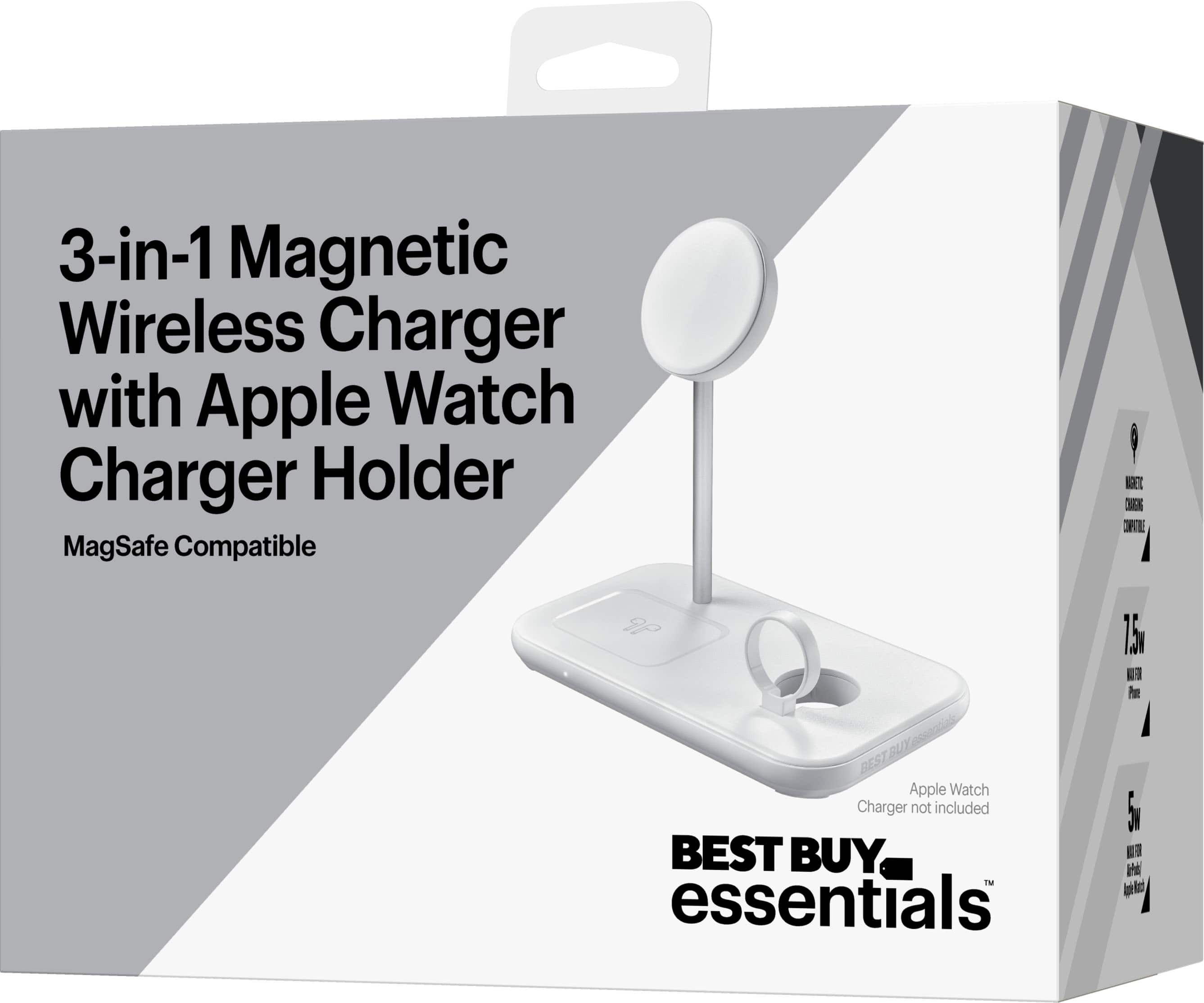 Alt View 16. Best Buy essentials™ - 3-in-1 7.5W Magnetic Wireless Charger with Apple Watch Charger Holder for iPhone + Apple Watch + AirPods - White.