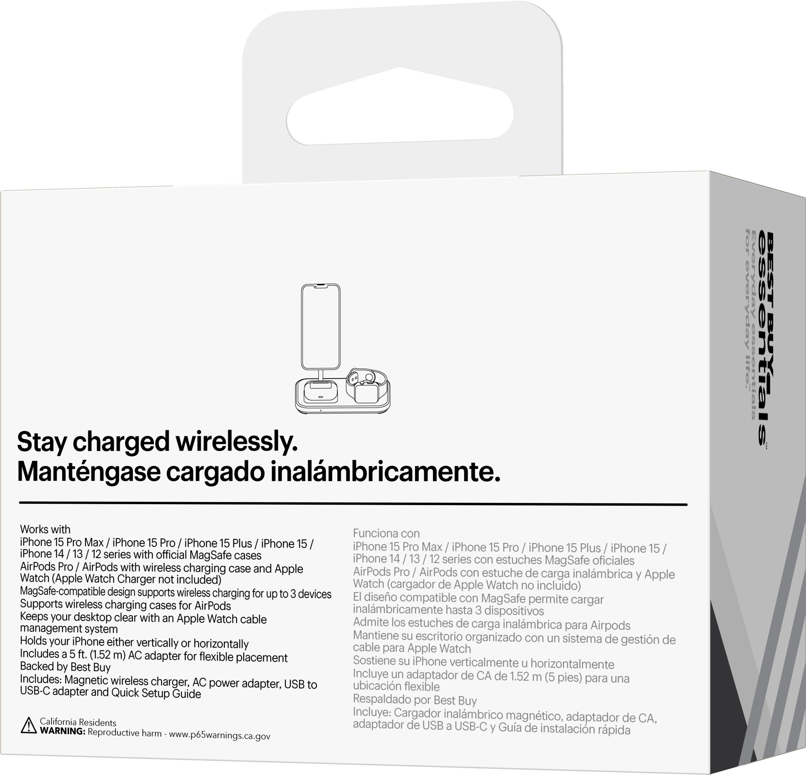 Base Cargador Inalámbrico Apple Magsafe 3en1 15w iPhone Airpod Watch 