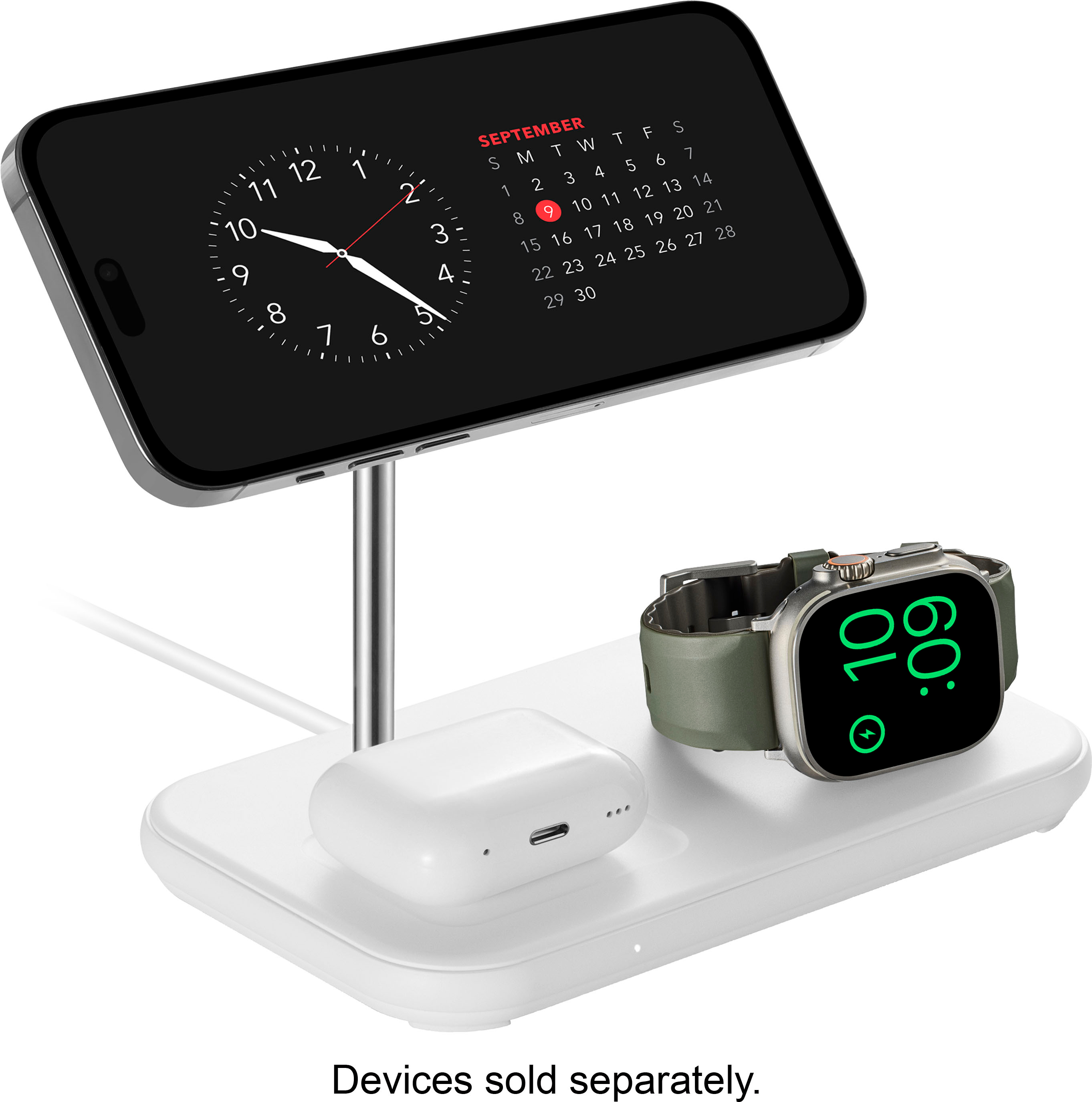 retning Pogo stick spring Afståelse Best Buy essentials™ 3-in-1 7.5W Magnetic Wireless Charger with Apple Watch  Charger Holder for iPhone 14/13/12 series + Apple Watch + AirPods White  BE-MQ231W23 - Best Buy