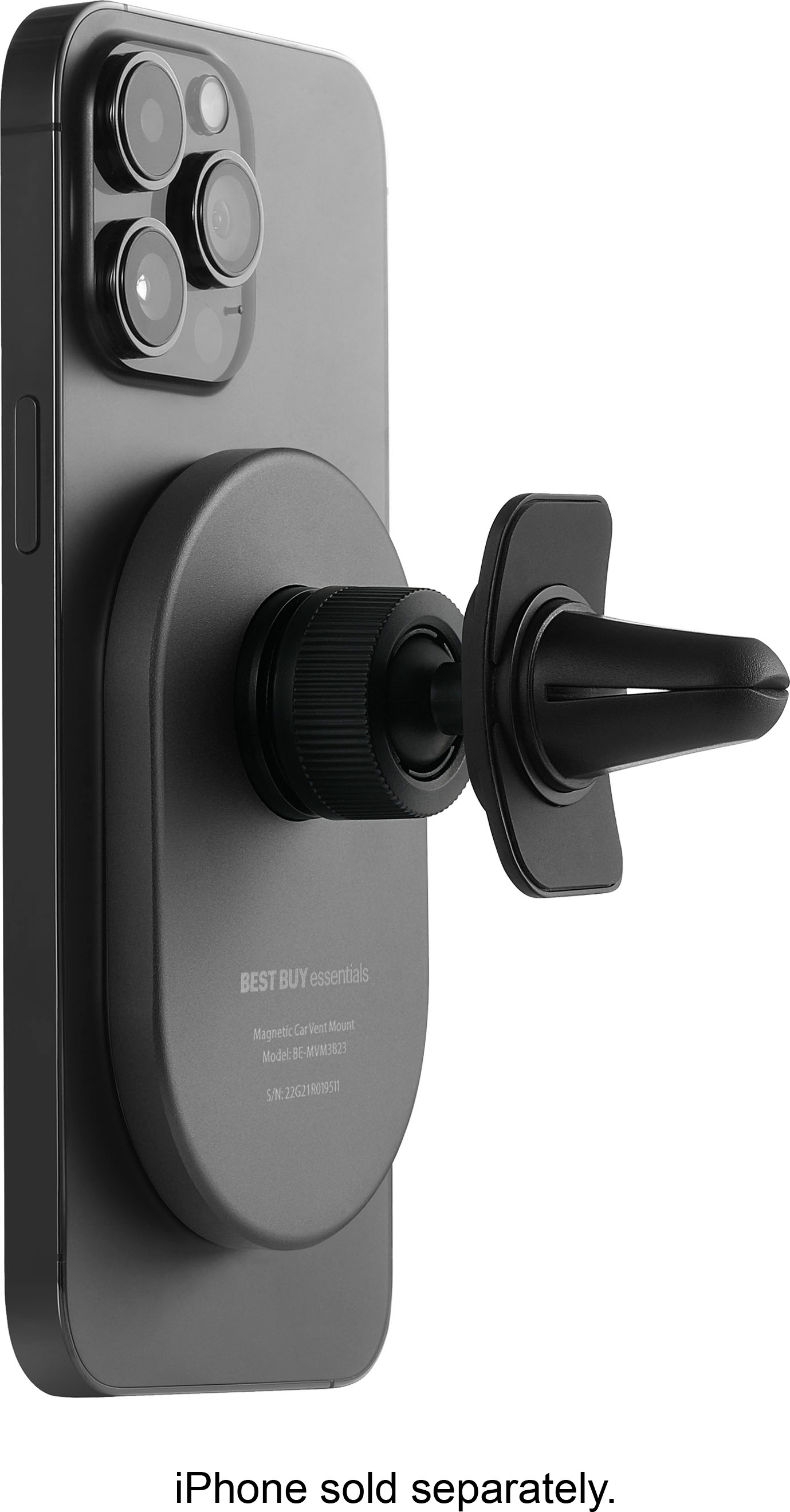 Best Buy Essentials iPhone 14, 13 & 12 Series Magnetic Black Car Vent Mount