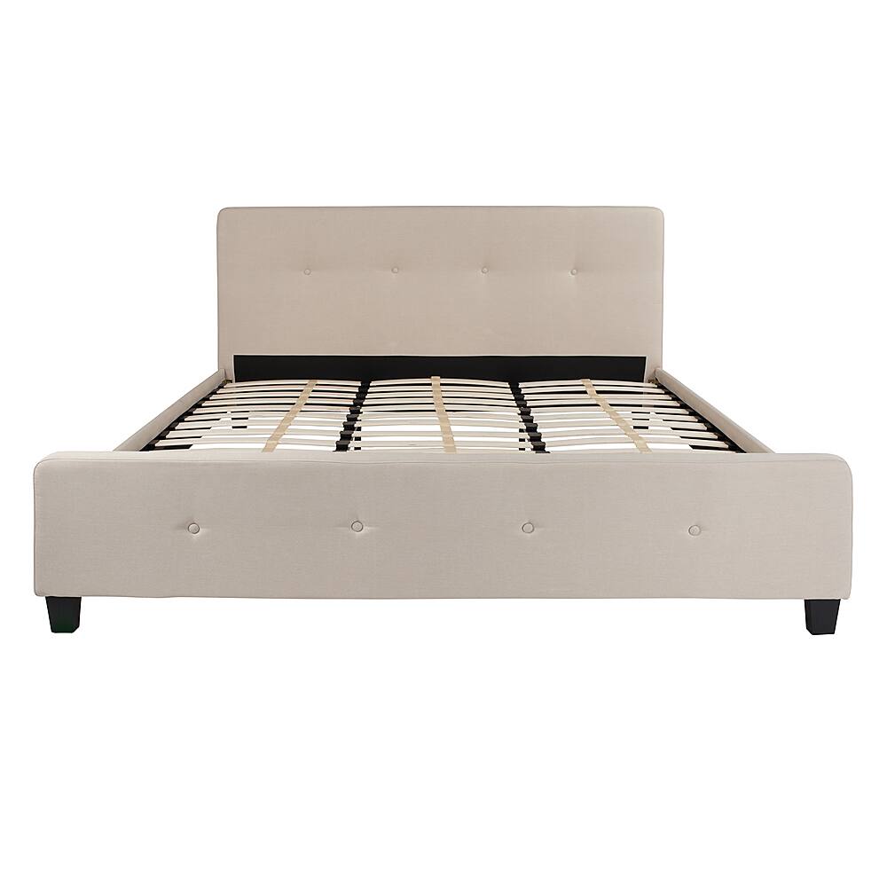 Alt View 11. Alamont Home - Tribeca Button Tufted Upholstered Platform Bed - Beige.