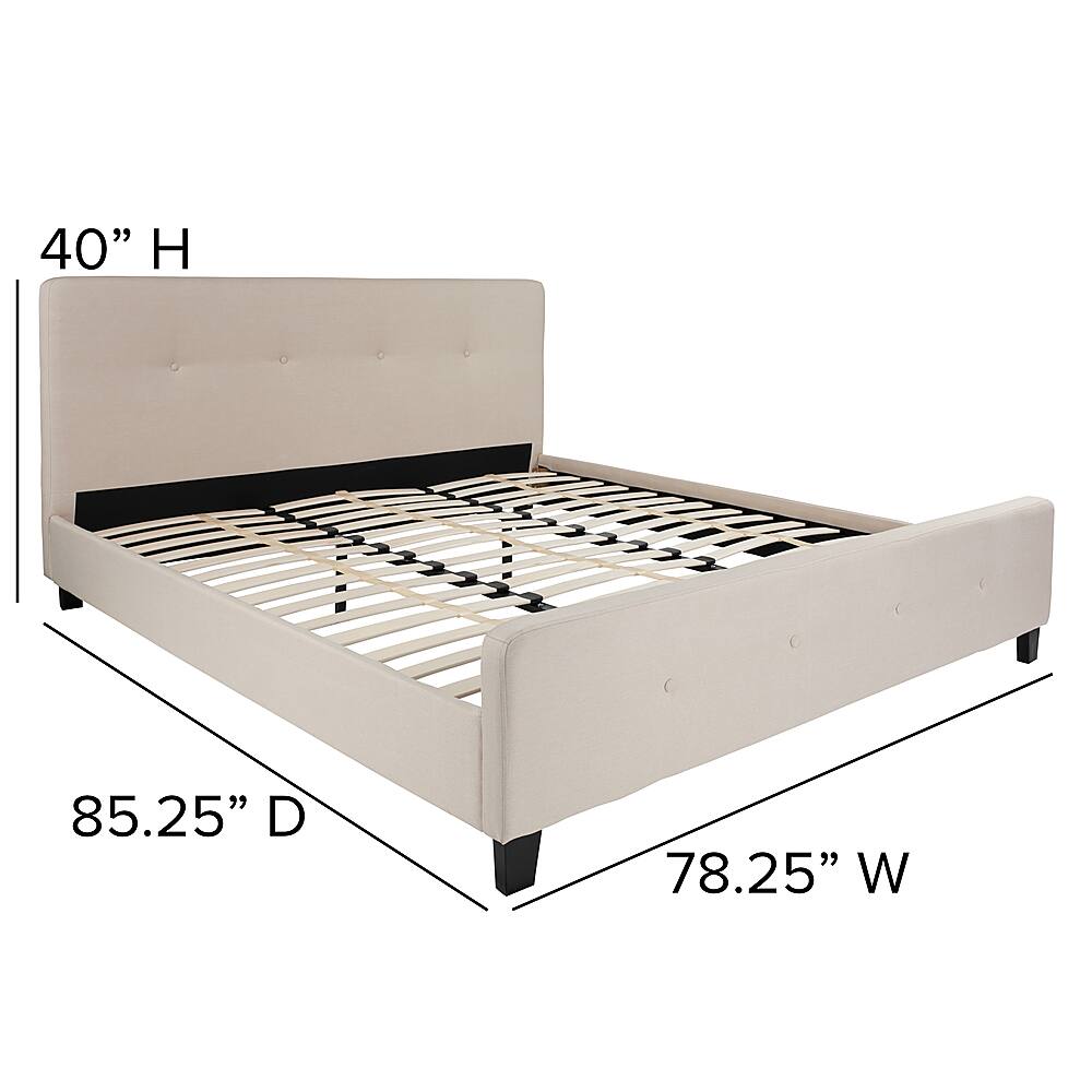 Alt View 14. Alamont Home - Tribeca Button Tufted Upholstered Platform Bed - Beige.