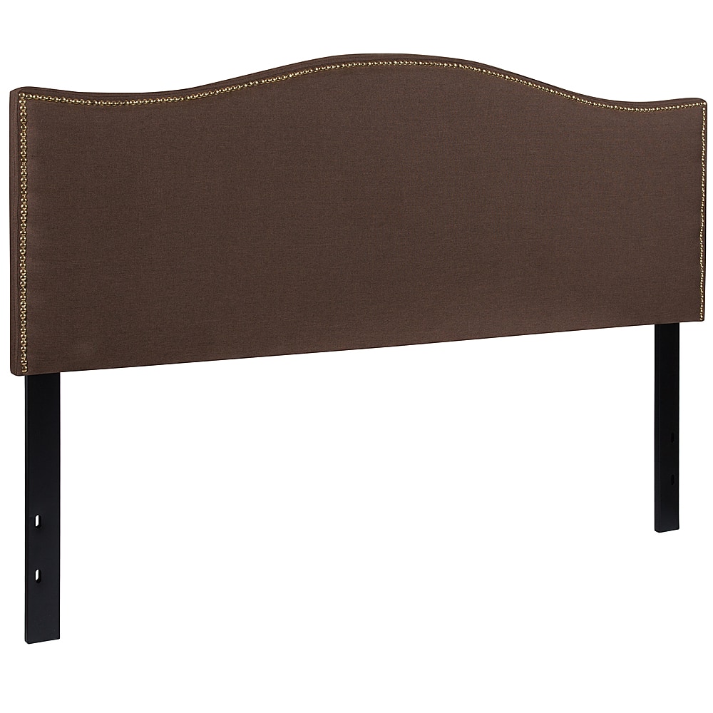 Front. Alamont Home - Lexington Arched Upholstered Headboard with Accent Nail Trim - Dark Brown.