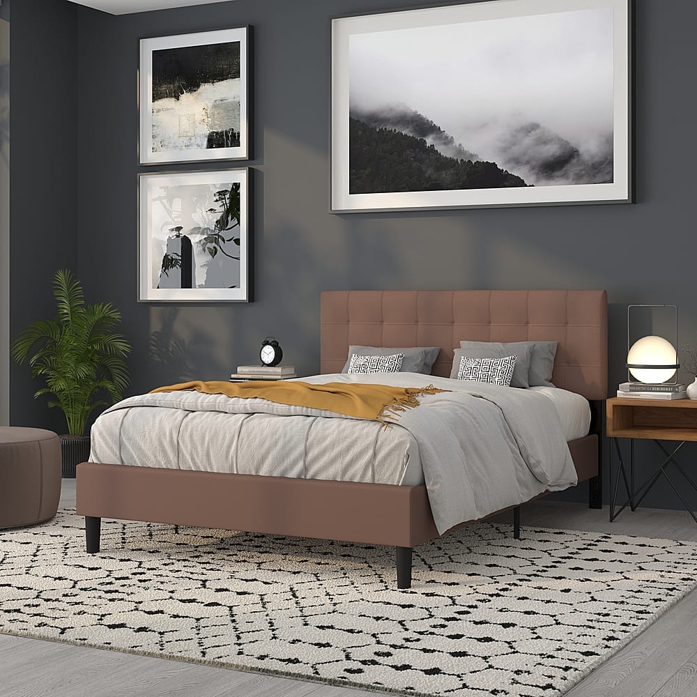 Alamont Home Bedford Quilted Tufted Upholstered Headboard Camel ALA