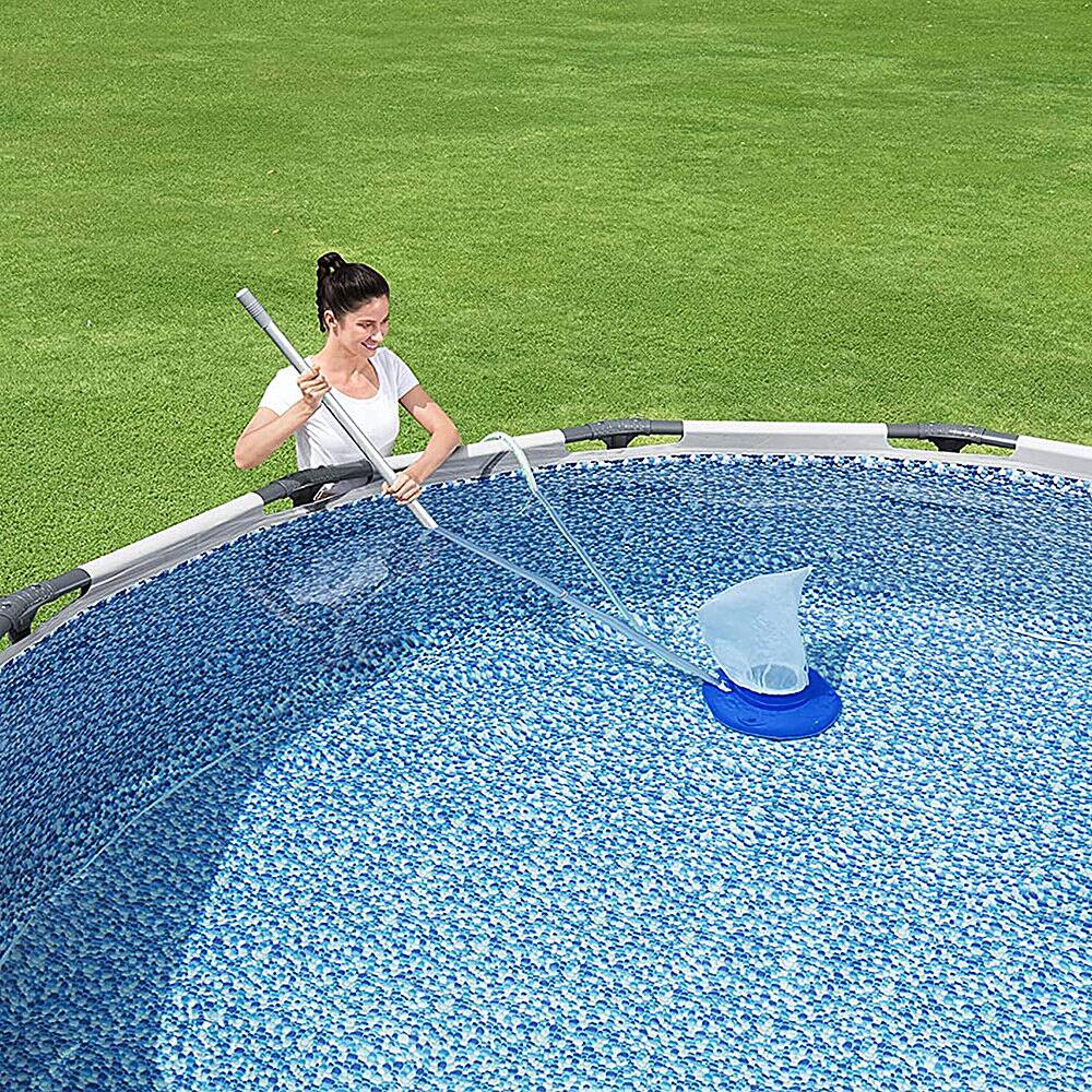 Left View: Bestway - Flowclear High Power AquaSuction Pool and Leaf Vacuum with Bag - Blue