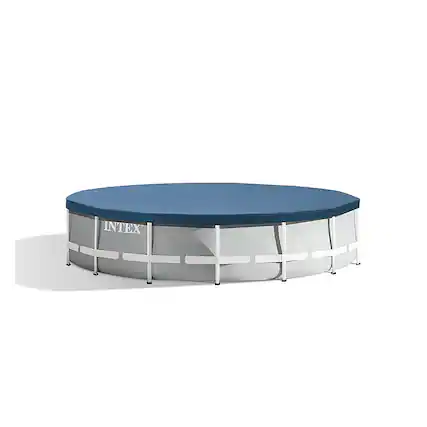 Front. Intex - 15 Foot Round Above Ground Swimming Pool Cover - Gray.