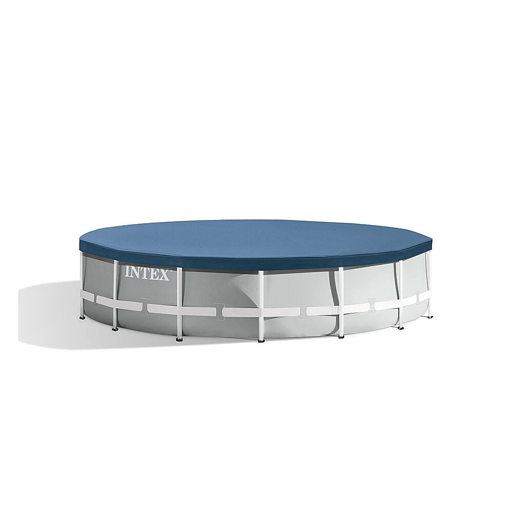 Front. Intex - 15 Foot Round Above Ground Swimming Pool Cover - Gray.