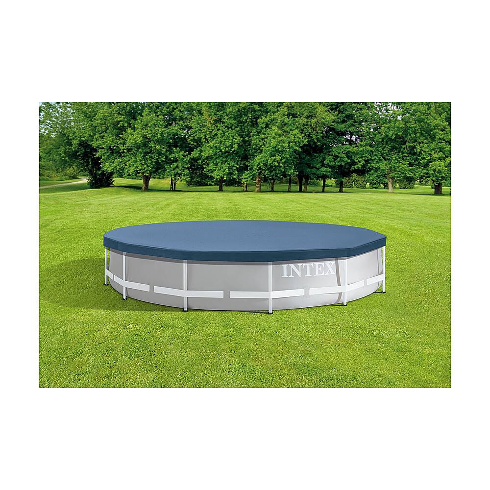 Angle. Intex - 15 Foot Round Above Ground Swimming Pool Cover - Gray.