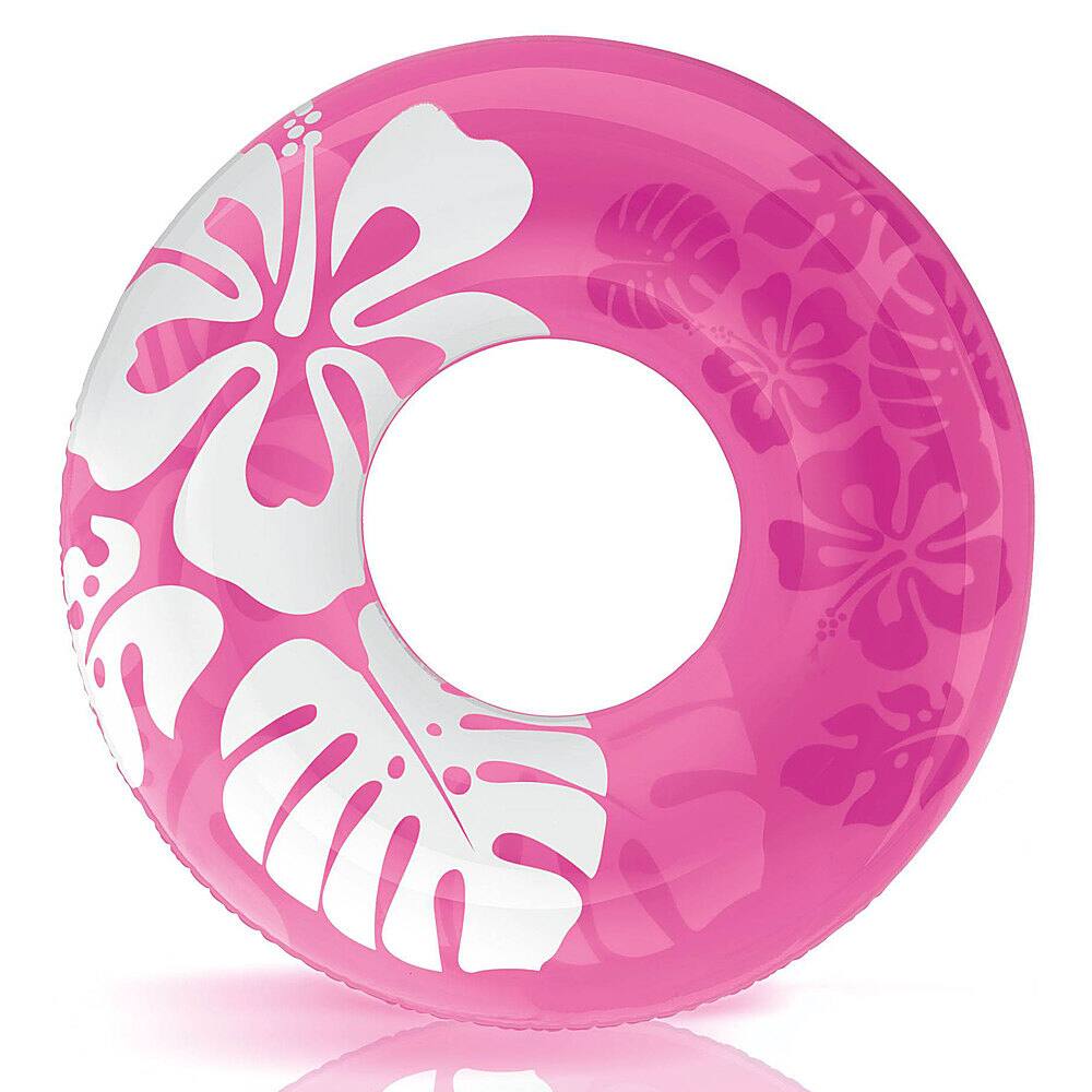 Angle. Intex - Colorful Transparent 36 Inch Inflatable Swimming Pool Single Ring Float - Multicolor.