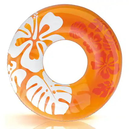 Front. Intex - Colorful Transparent 36 Inch Inflatable Swimming Pool Single Ring Float - Multicolor.