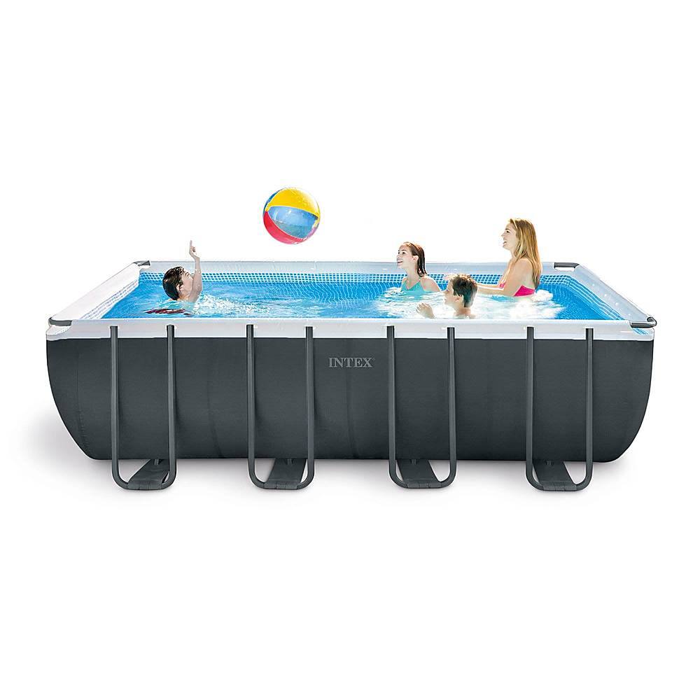 Left. Intex - 18Ft x 52In Ultra XTR Rectangular Frame Swimming Pool Kit w/ Pump & Canopy.
