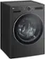 Angle. LG - 5.0 Cu. Ft. High-Efficiency Stackable Smart Front Load Washer with Steam and TurboWash 360 - Black Steel.
