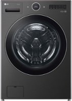 LG - 5.0 Cu. Ft. High-Efficiency Stackable Smart Front Load Washer with Steam and TurboWash 360 - Black Steel - Front_Zoom
