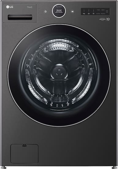 LG - 5.0 Cu. Ft. High-Efficiency Stackable Smart Front Load Washer with Steam and TurboWash 360 - Black Steel