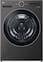 LG - 5.0 Cu. Ft. High-Efficiency Stackable Smart Front Load Washer with Steam and TurboWash 360 - Black Steel