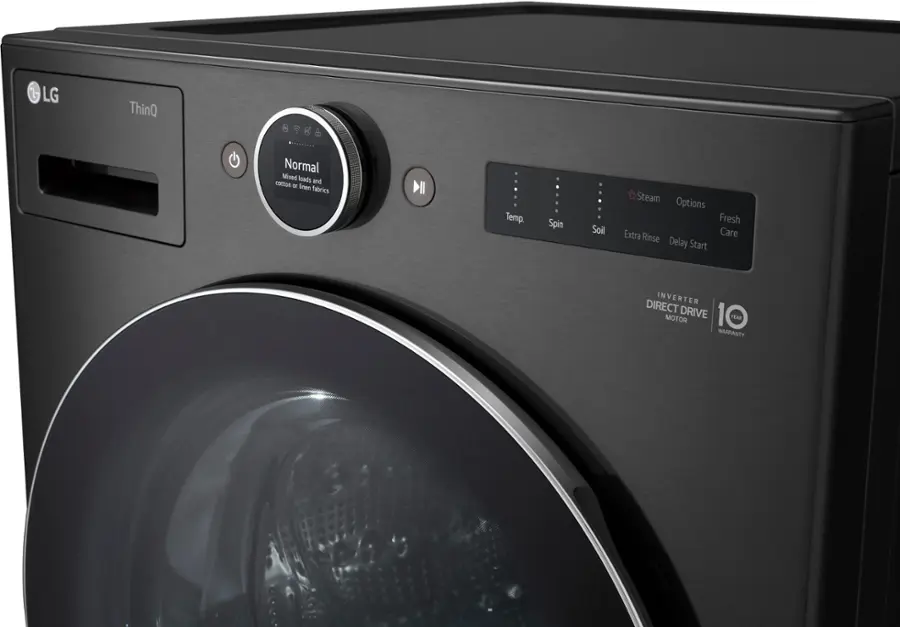 Alt View 26. LG - 5.0 Cu. Ft. High-Efficiency Stackable Smart Front Load Washer with Steam and TurboWash 360 - Black Steel.