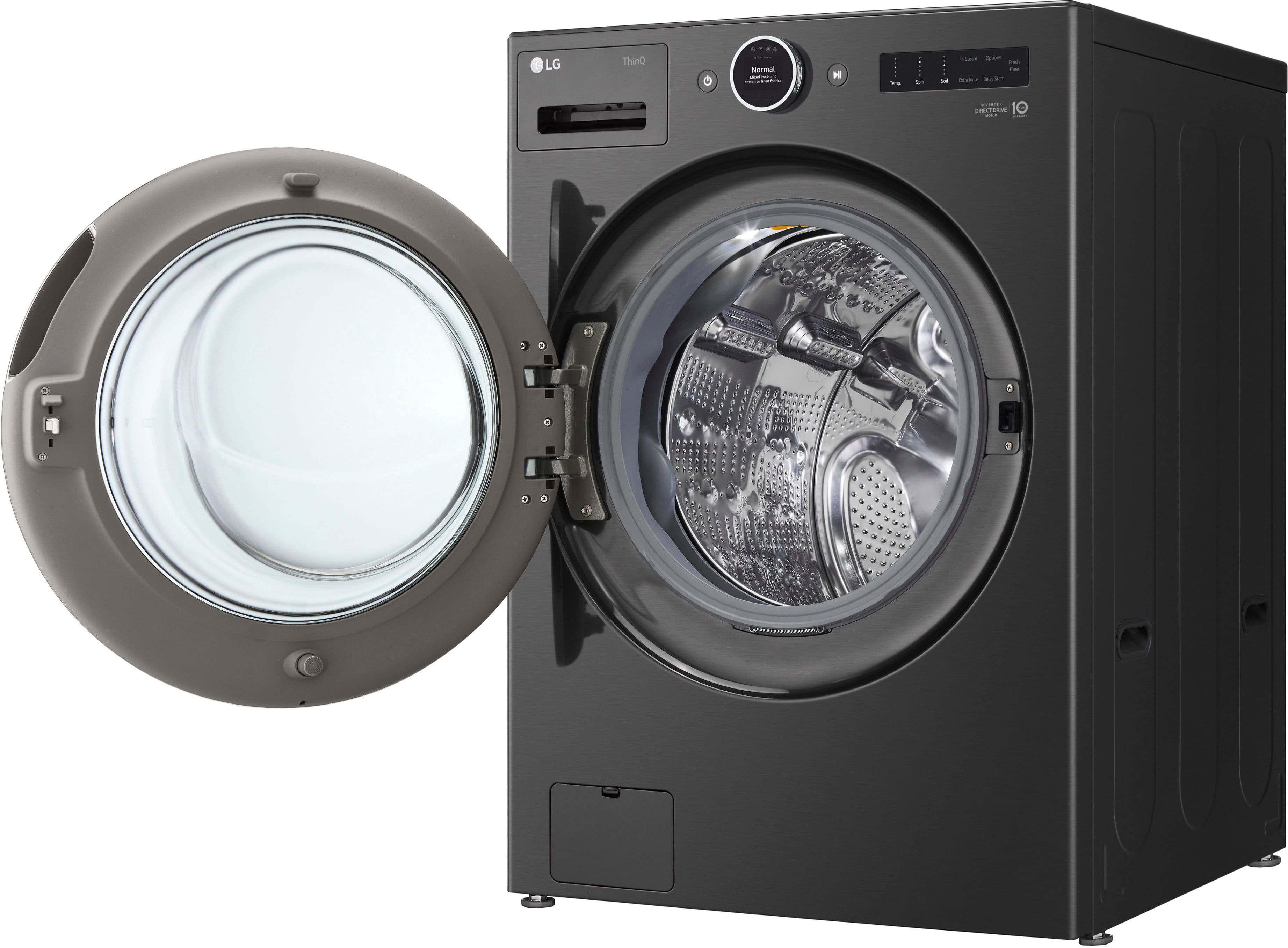Alt View 28. LG - 5.0 Cu. Ft. High-Efficiency Stackable Smart Front Load Washer with Steam and TurboWash 360 - Black Steel.
