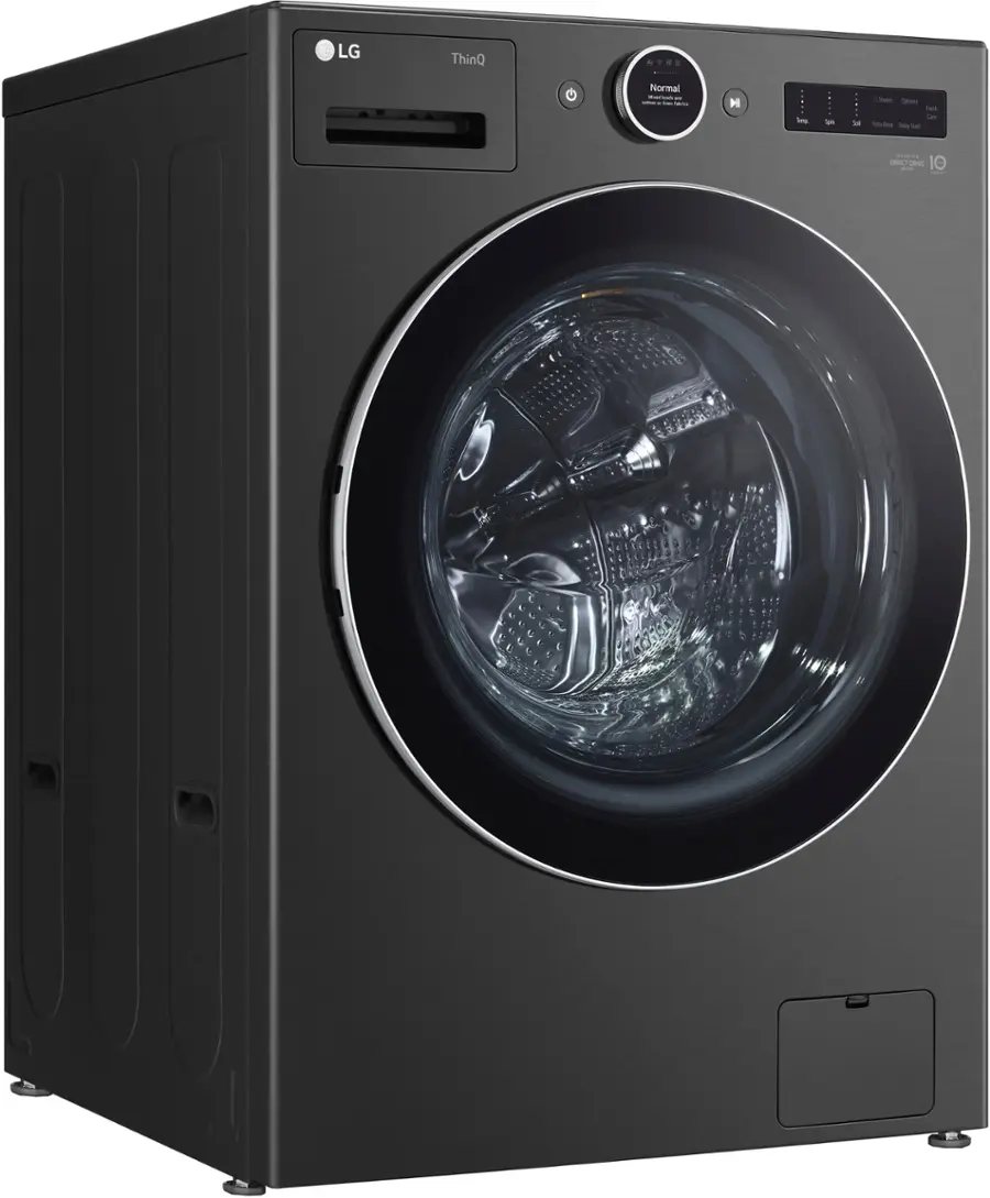Alt View 15. LG - 5.0 Cu. Ft. High-Efficiency Stackable Smart Front Load Washer with Steam and TurboWash 360 - Black Steel.