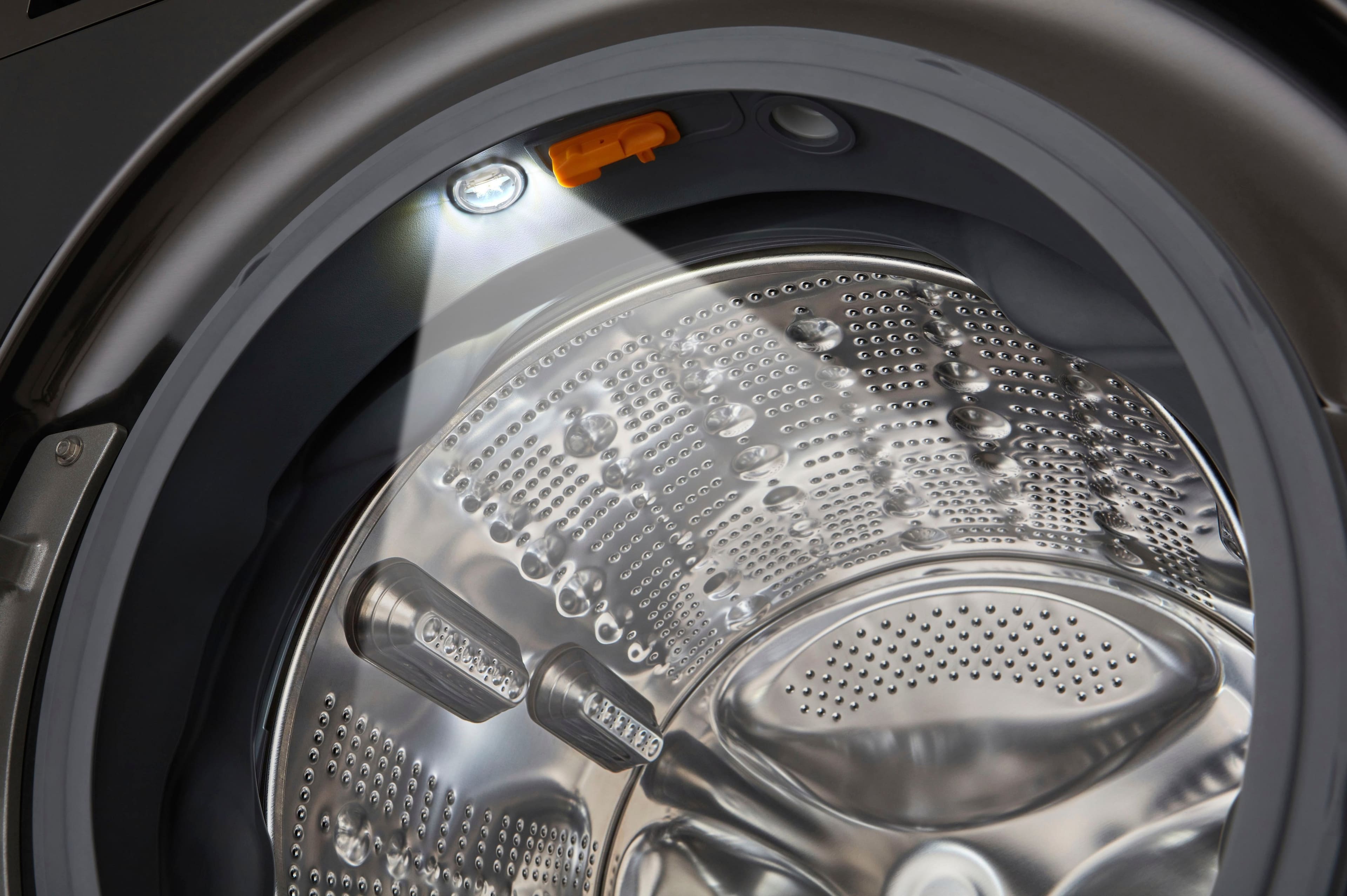 Alt View 33. LG - 5.0 Cu. Ft. High-Efficiency Stackable Smart Front Load Washer with Steam and TurboWash 360 - Black Steel.