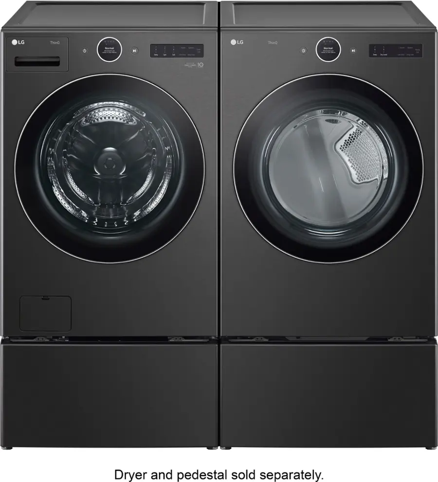 Alt View 36. LG - 5.0 Cu. Ft. High-Efficiency Stackable Smart Front Load Washer with Steam and TurboWash 360 - Black Steel.