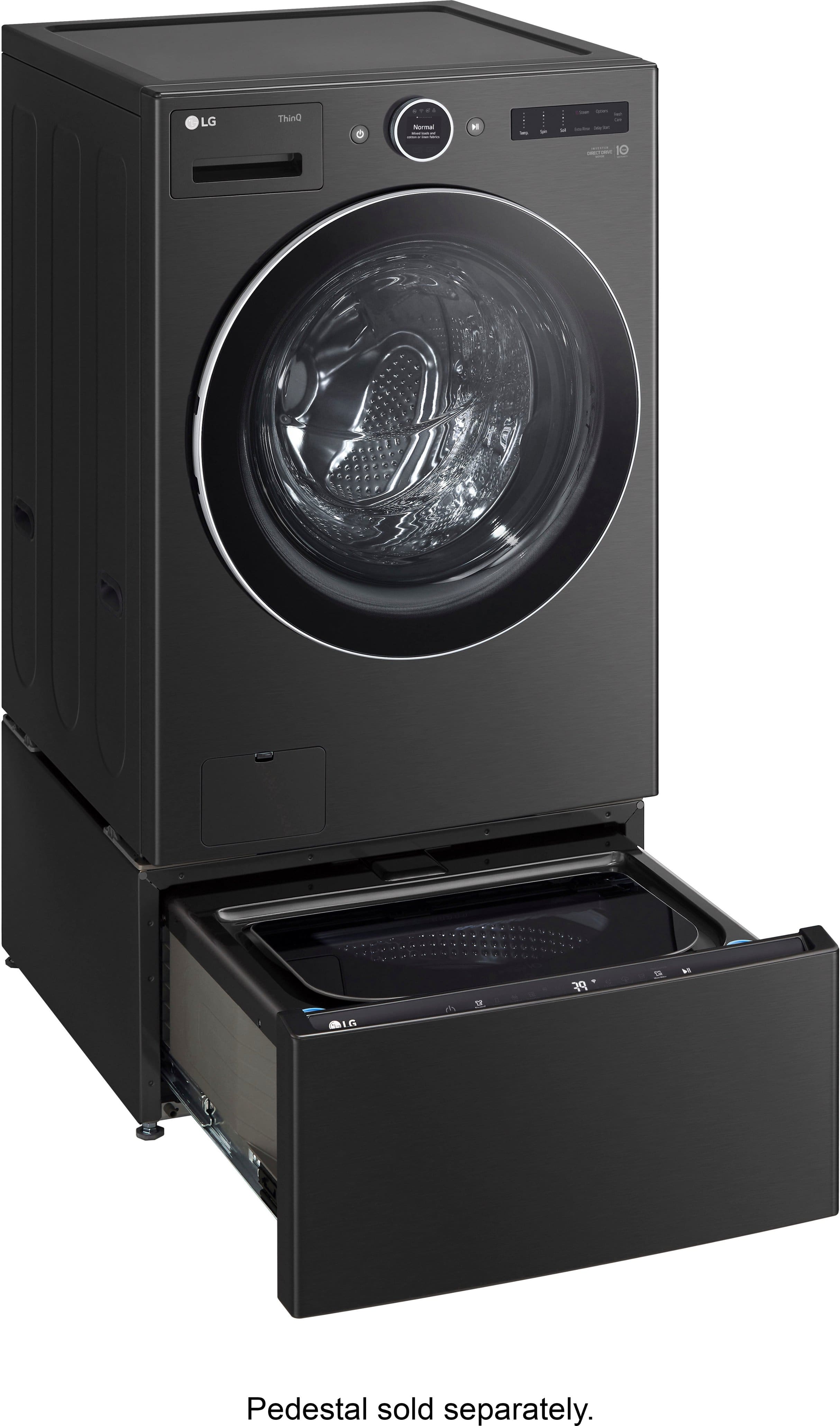 Alt View 17. LG - 5.0 Cu. Ft. High-Efficiency Stackable Smart Front Load Washer with Steam and TurboWash 360 - Black Steel.