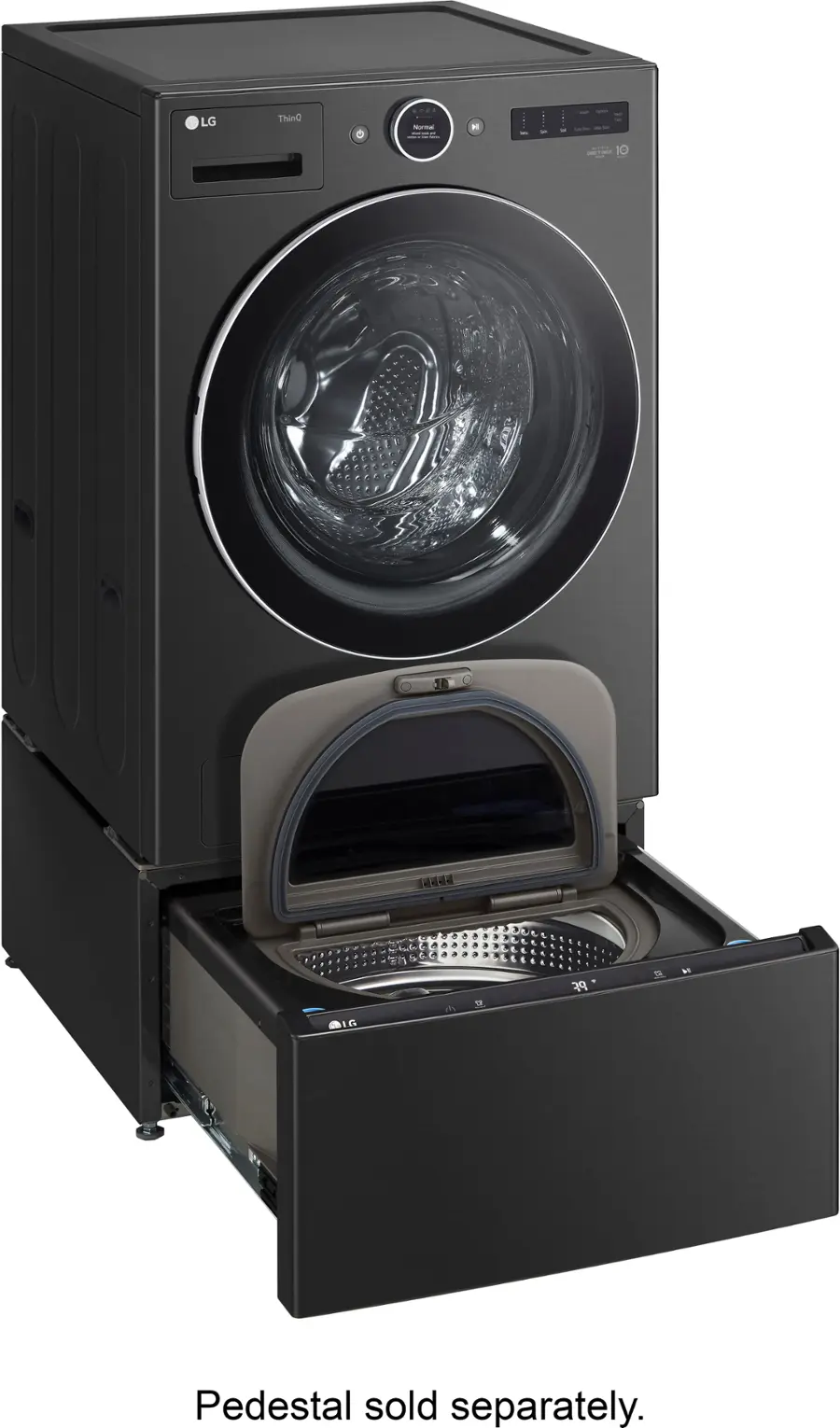 Alt View 18. LG - 5.0 Cu. Ft. High-Efficiency Stackable Smart Front Load Washer with Steam and TurboWash 360 - Black Steel.