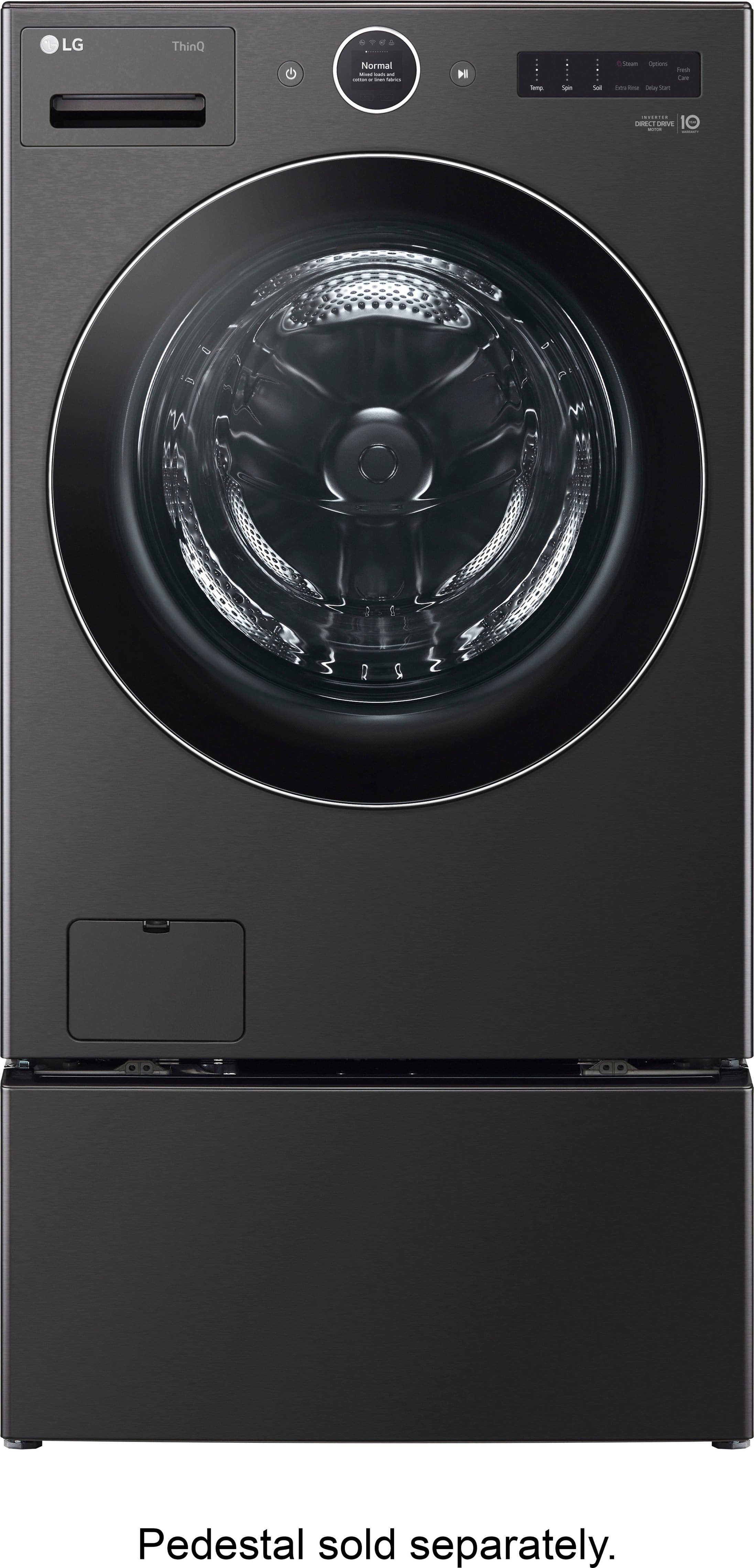 Alt View 19. LG - 5.0 Cu. Ft. High-Efficiency Stackable Smart Front Load Washer with Steam and TurboWash 360 - Black Steel.