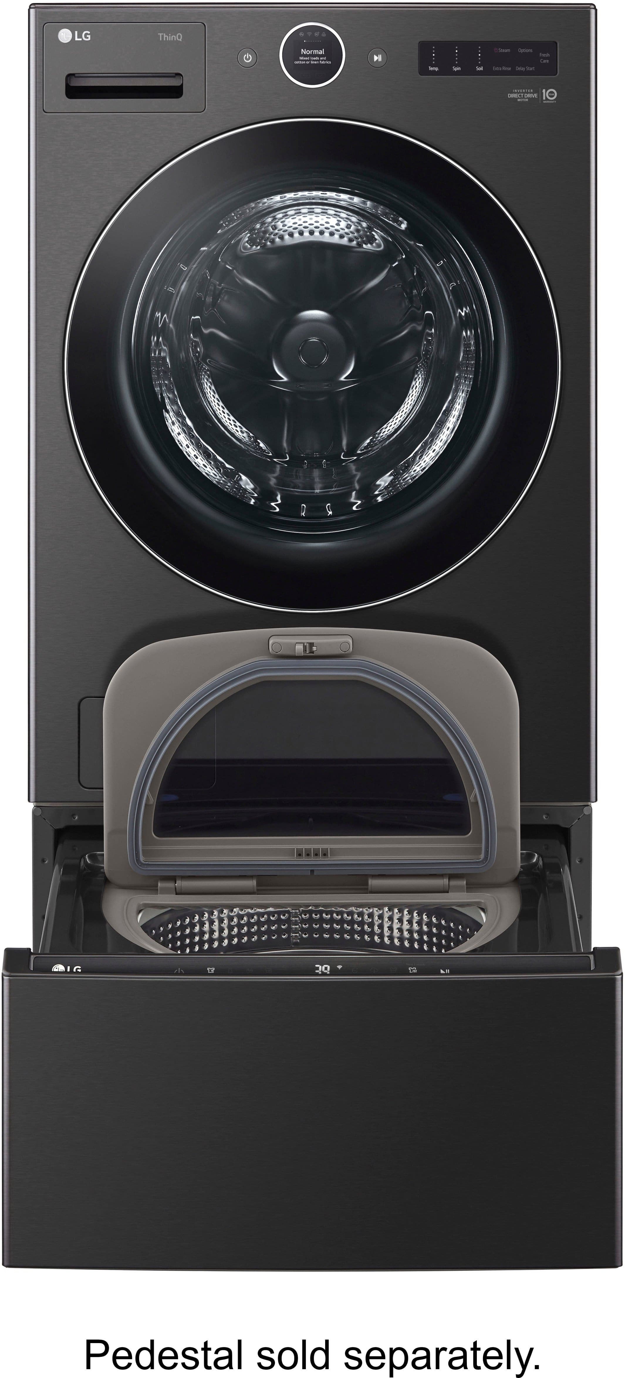 Alt View 20. LG - 5.0 Cu. Ft. High-Efficiency Stackable Smart Front Load Washer with Steam and TurboWash 360 - Black Steel.