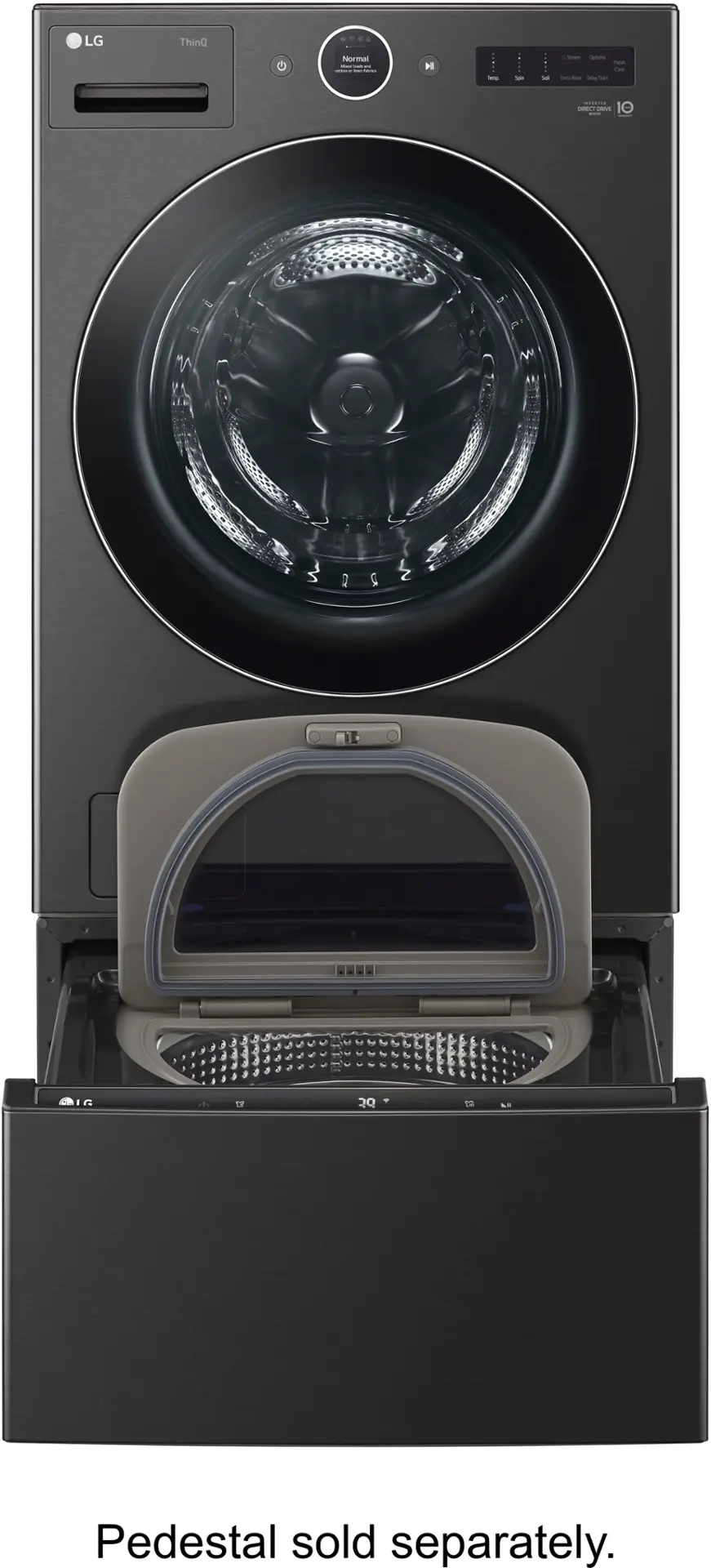 Alt View 20. LG - 5.0 Cu. Ft. High-Efficiency Stackable Smart Front Load Washer with Steam and TurboWash 360 - Black Steel.