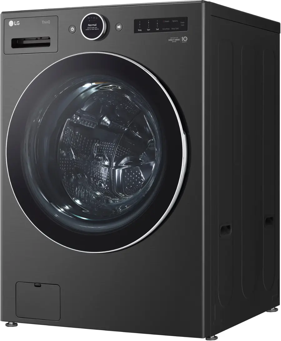 Alt View 14. LG - 5.0 Cu. Ft. High-Efficiency Stackable Smart Front Load Washer with Steam and TurboWash 360 - Black Steel.