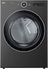 Front. LG - 7.4 Cu. Ft. Stackable Smart Electric Dryer with TurboSteam - Black Steel.