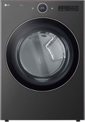 LG - 7.4 Cu. Ft. Stackable Smart Electric Dryer with TurboSteam - Black Steel - Front_Zoom
