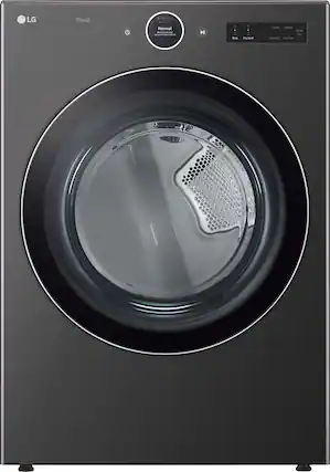 Front. LG - 7.4 Cu. Ft. Stackable Smart Electric Dryer with TurboSteam - Black Steel.