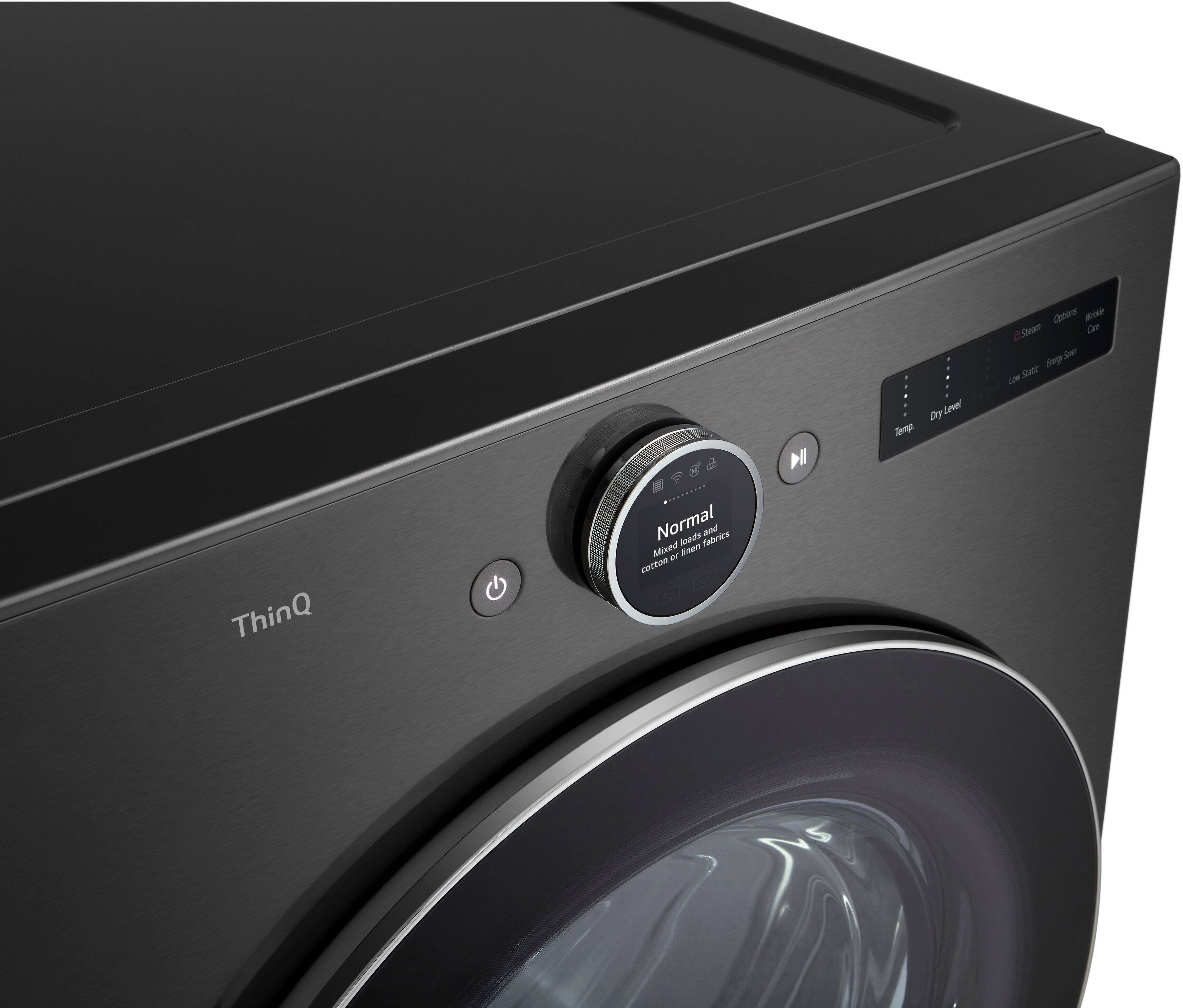 Alt View 21. LG - 7.4 Cu. Ft. Stackable Smart Electric Dryer with TurboSteam - Black Steel.