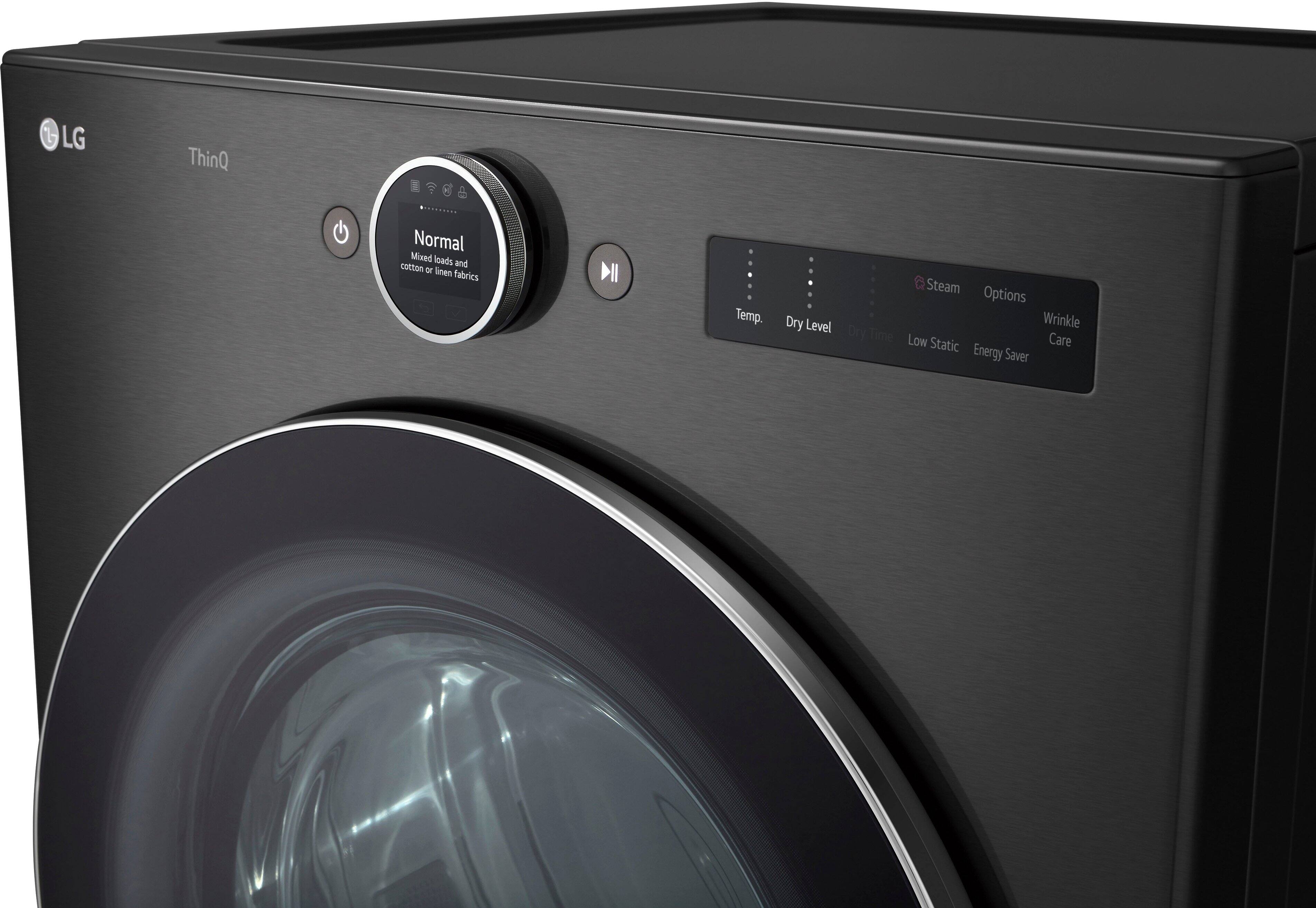 Alt View 24. LG - 7.4 Cu. Ft. Stackable Smart Electric Dryer with TurboSteam - Black Steel.