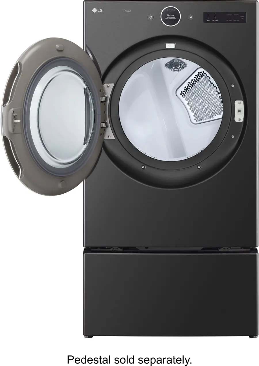 Alt View 29. LG - 7.4 Cu. Ft. Stackable Smart Electric Dryer with TurboSteam - Black Steel.