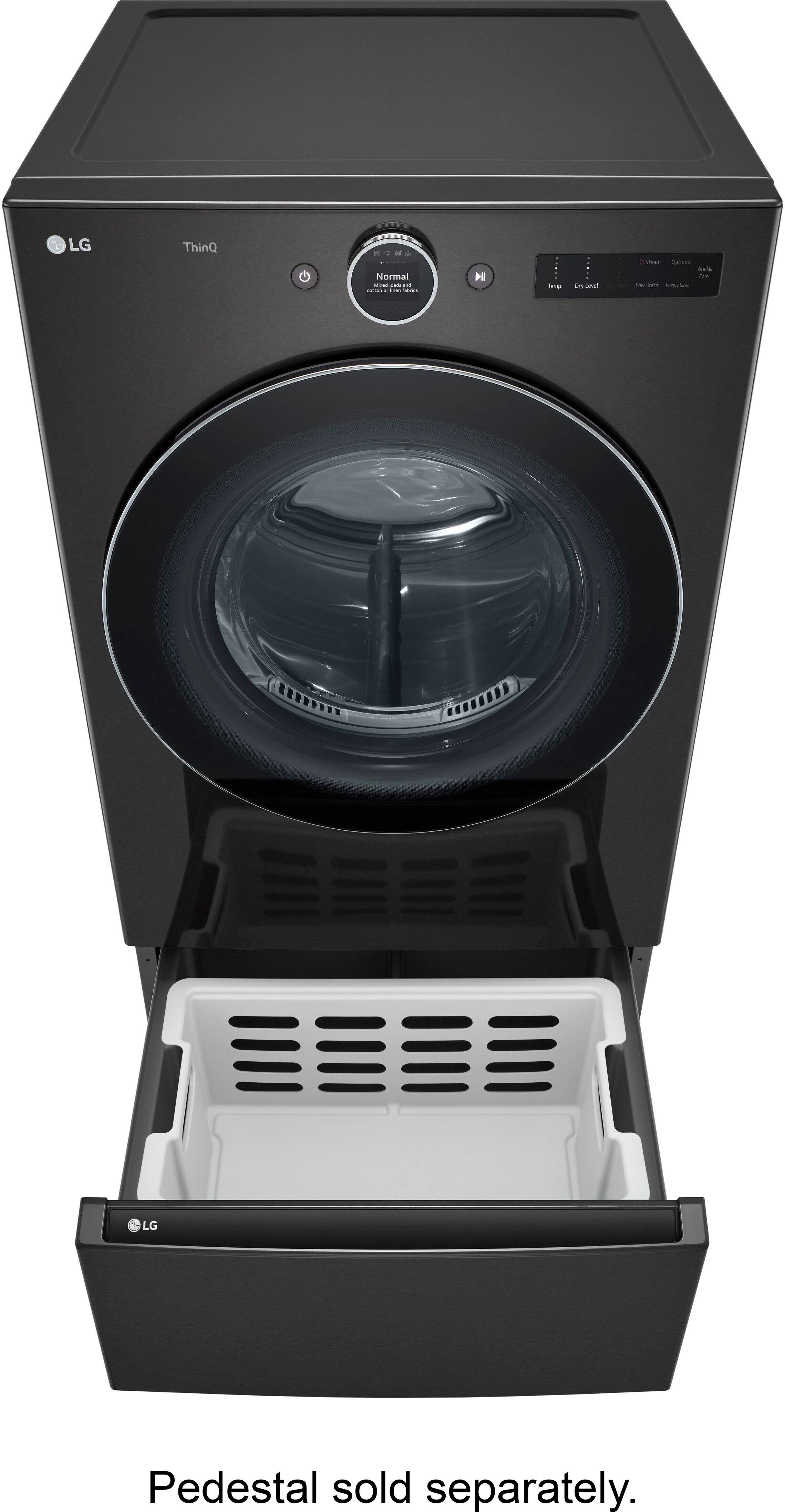 Alt View 31. LG - 7.4 Cu. Ft. Stackable Smart Electric Dryer with TurboSteam - Black Steel.