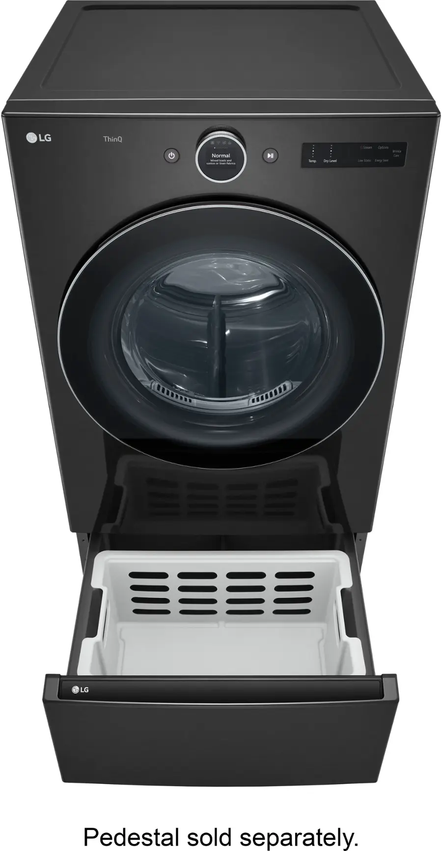 Alt View 31. LG - 7.4 Cu. Ft. Stackable Smart Electric Dryer with TurboSteam - Black Steel.