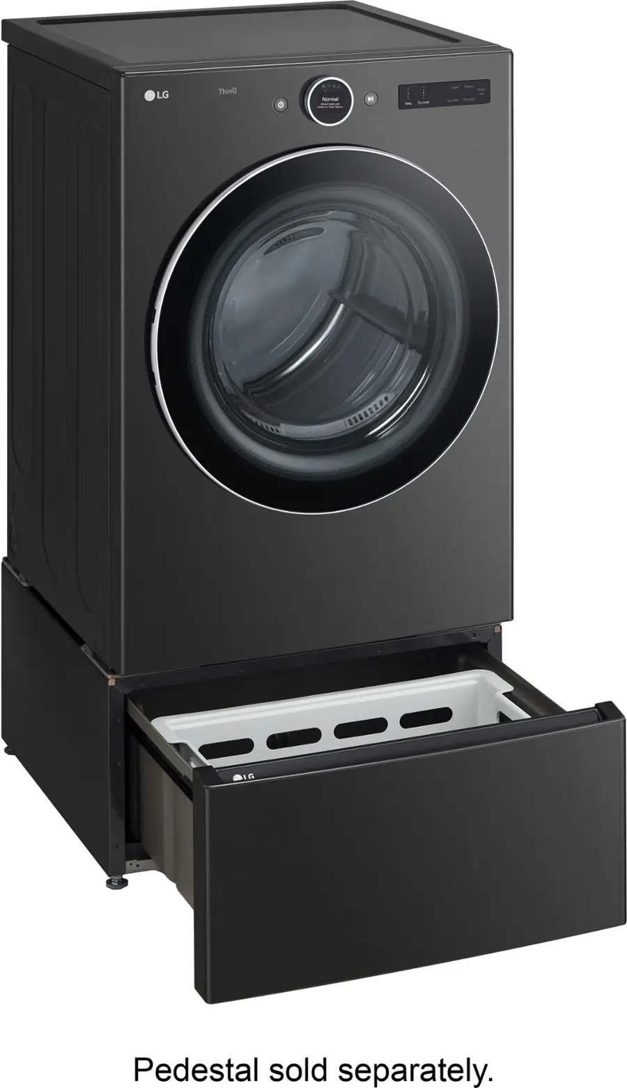 Alt View 33. LG - 7.4 Cu. Ft. Stackable Smart Electric Dryer with TurboSteam - Black Steel.
