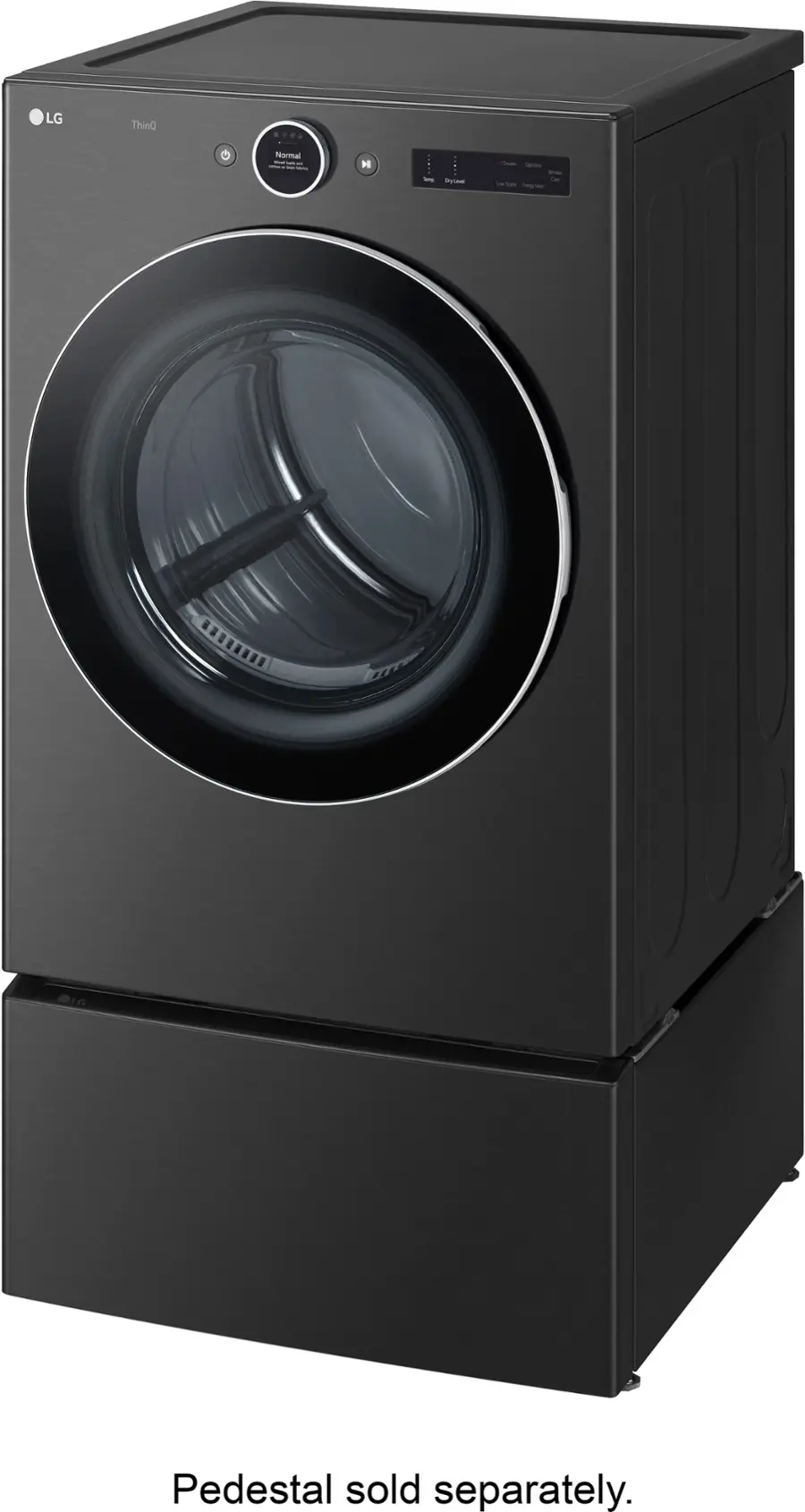 Alt View 34. LG - 7.4 Cu. Ft. Stackable Smart Electric Dryer with TurboSteam - Black Steel.